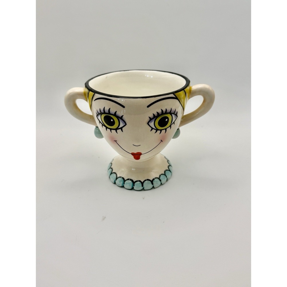 Babs Glamorous‎ Beautiful Design Lady Lux Tea Mug Double Handle Signed